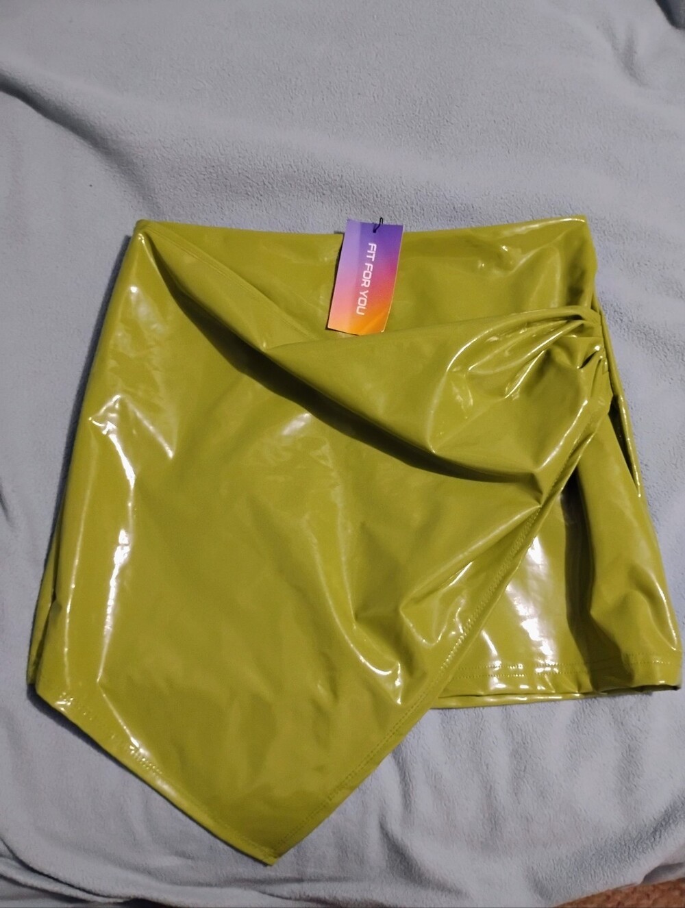SHEIN Lime Green Faux Leather Wrap Skort